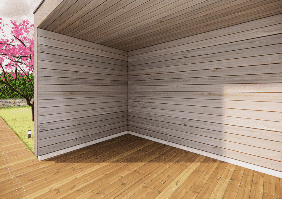 intérieur pergola en bois toit plat mélèze