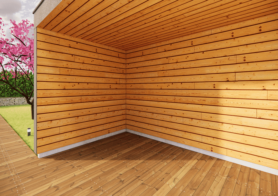 intérieur pergola toit en bois plat mélèze