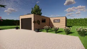 Garage ossature bois en L