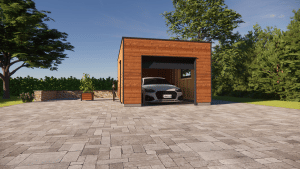 Garage bois avec voiture