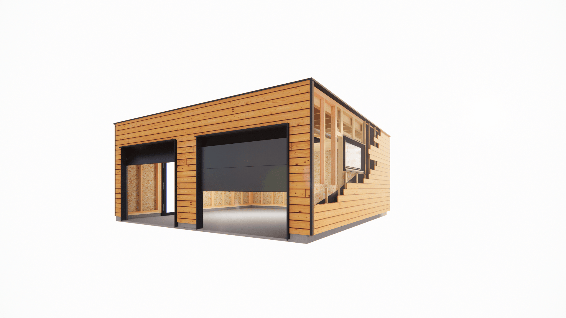 Garage en bois en kit de 50 m²: double ou triple