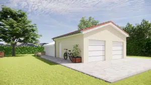 garage bois double 3D 1
