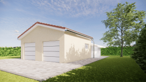 garage bois double 3D