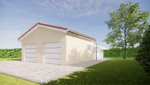 garage bois double 3D