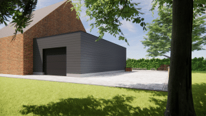 garage ossature bois moderne 3D 1