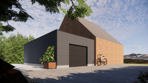 garage ossature bois moderne 3D