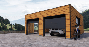 Garage en bois vue 1 3D