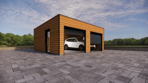 Garage en bois vue 2 3D