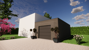extension garage accolé maison 3D 1