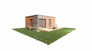 petite maison en bois extérieur 3D