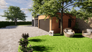 Garage bois rendu 3D 2