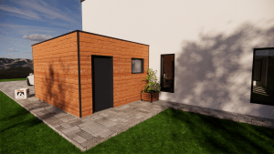 garage en bois rendu 3D 2