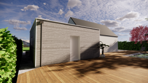 garage en bois 3D 1