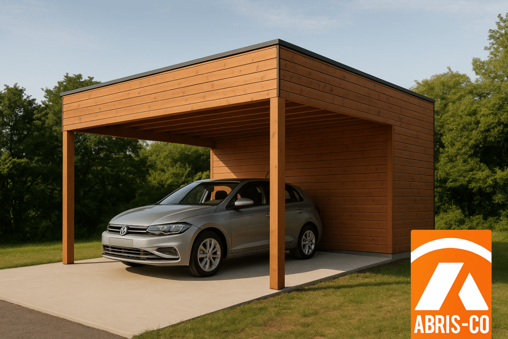 Votre checklist essentielle pour choisir un carport moderne en bois réussi 2 Carport bois moderne autoporté avec voiture protégée, ambiance matinale dans un jardin résidentiel
