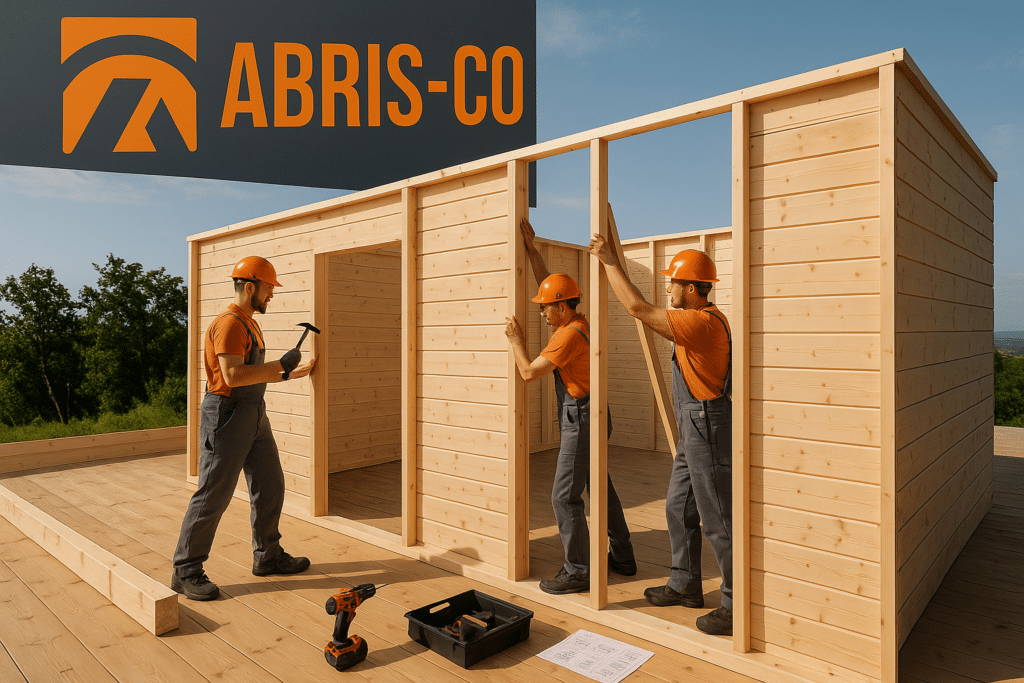 Montage d'un garage bois avec atelier en ossature bois, autoconstruction en kit avec notices