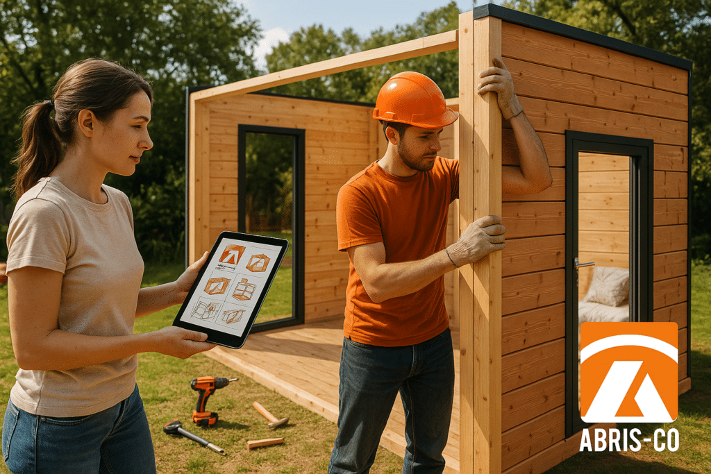 Montage d’un bureau de jardin habitable en ossature bois en kit par un particulier