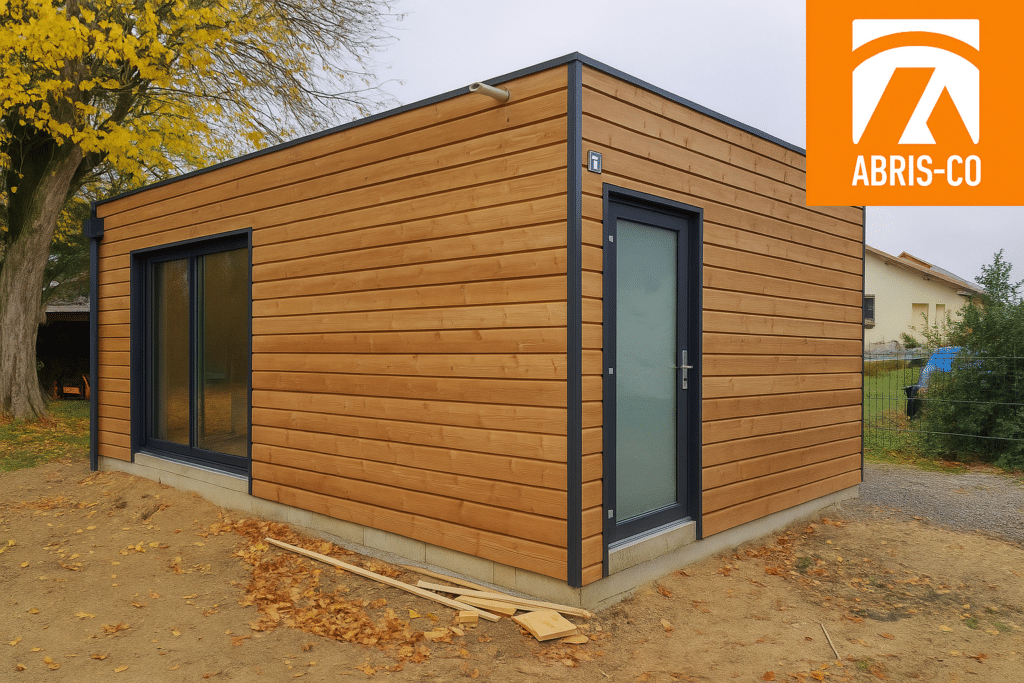Pose des fondations en dalle béton pour un bureau de jardin en bois