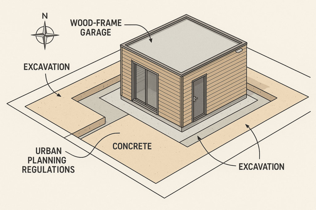 Vos questions les plus fréquentes répondues 2 Plan technique d’implantation et fondations d’un garage en bois selon réglementation d’urbanisme
