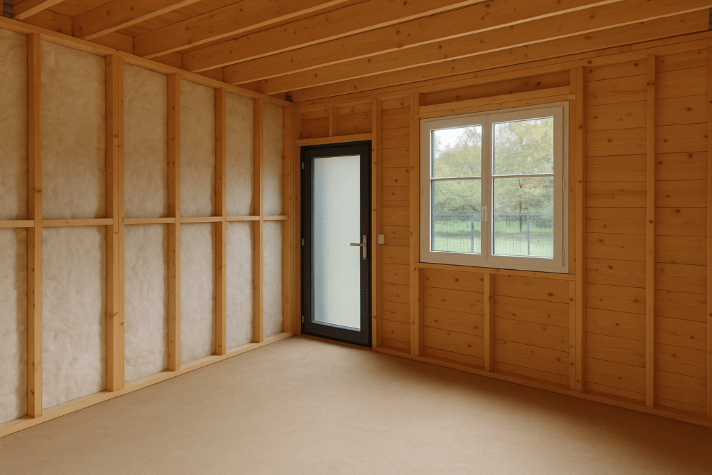 Isolation et finitions intérieures d’un garage bois ossature bois