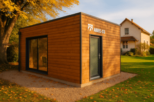 Accueil 9 Garage bois en kit monté dans un jardin français avec bardage moderne et finition soignée