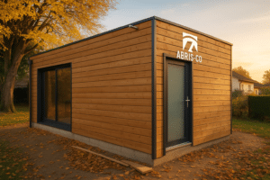 Accueil 9 Construction en ossature bois contemporaine dans un jardin en Belgique avec bardage bois et toiture plate