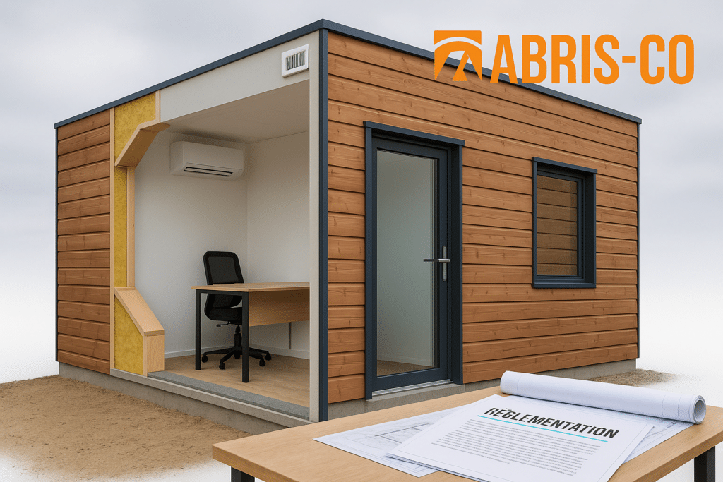 Studio de jardin bois aménagé avec isolation, ventilation, dalle béton et présentation documentaire.