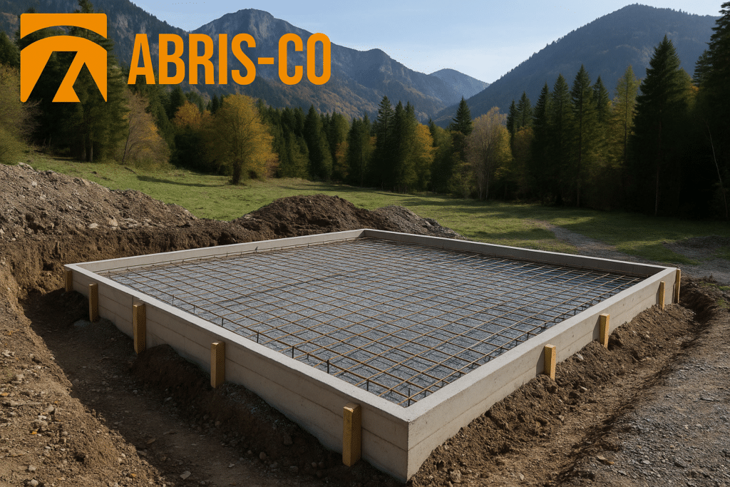 Pose des fondations pour une construction bois dans le Jura
