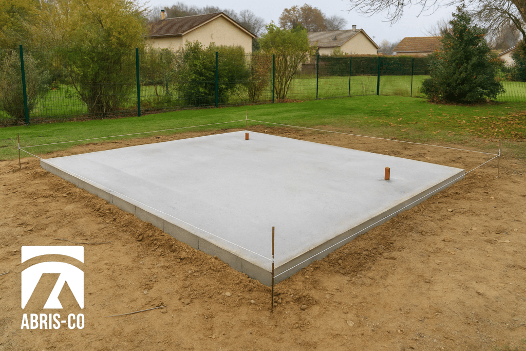 Ce qu’il faut savoir avant d’acheter un kit studio de jardin en bois 1 Dalle béton préparée pour l’implantation d’un kit studio de jardin en bois