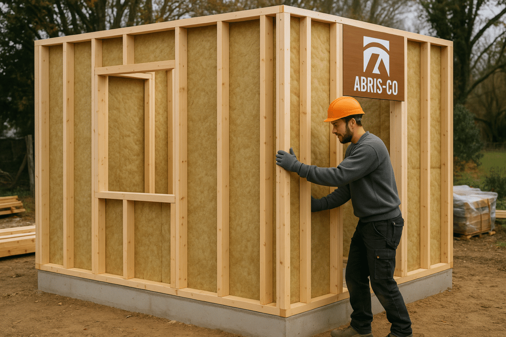 Tendances 2026 : choisir un fabricant kit ossature bois en Suisse 1 Montage d’un kit ossature bois en Suisse par un artisan sur chantier
