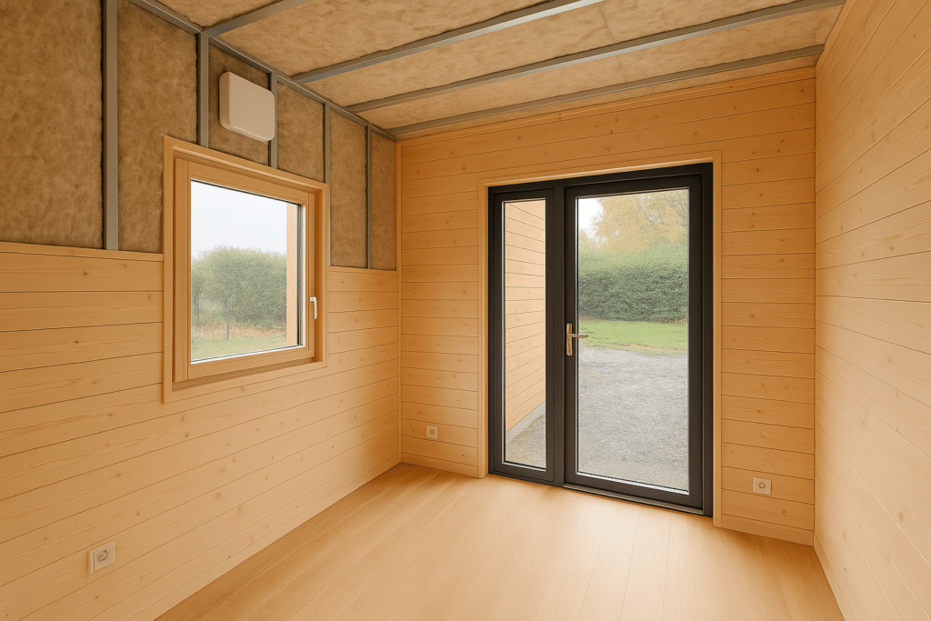 Studio de jardin sur mesure en Suisse : 6 erreurs à éviter absolument 2 Intérieur isolé et bien ventilé d’un studio de jardin bois sur mesure en Suisse