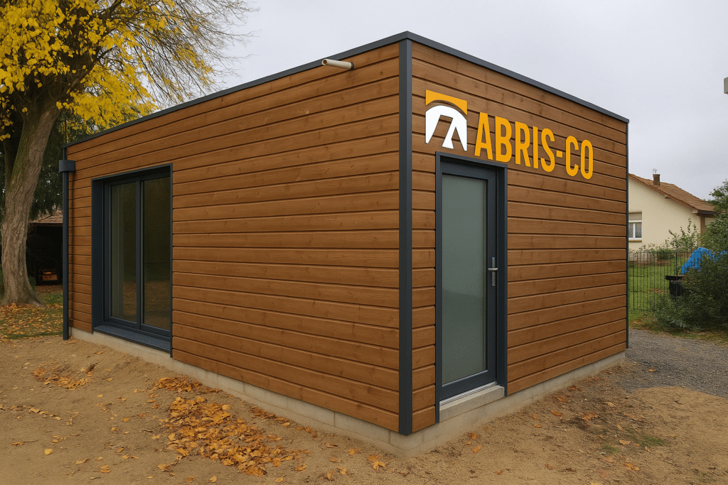 Comment bien réussir l'achat de votre garage bois sur mesure en France 2 Garage bois sur mesure avec toiture plate et bardage bois, avant l'aménagement paysager