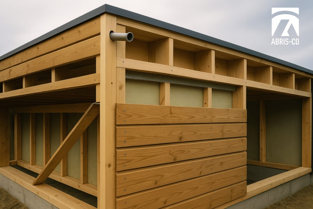 Checklist pour réussir votre construction ossature bois en Belgique 2 Charpente ossature bois avec isolation et ventilation en chantier