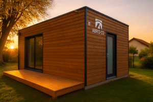 Accueil 9 Studio de jardin sur mesure en bois intégré dans un jardin suisse avec terrasse en bois et environnement naturel