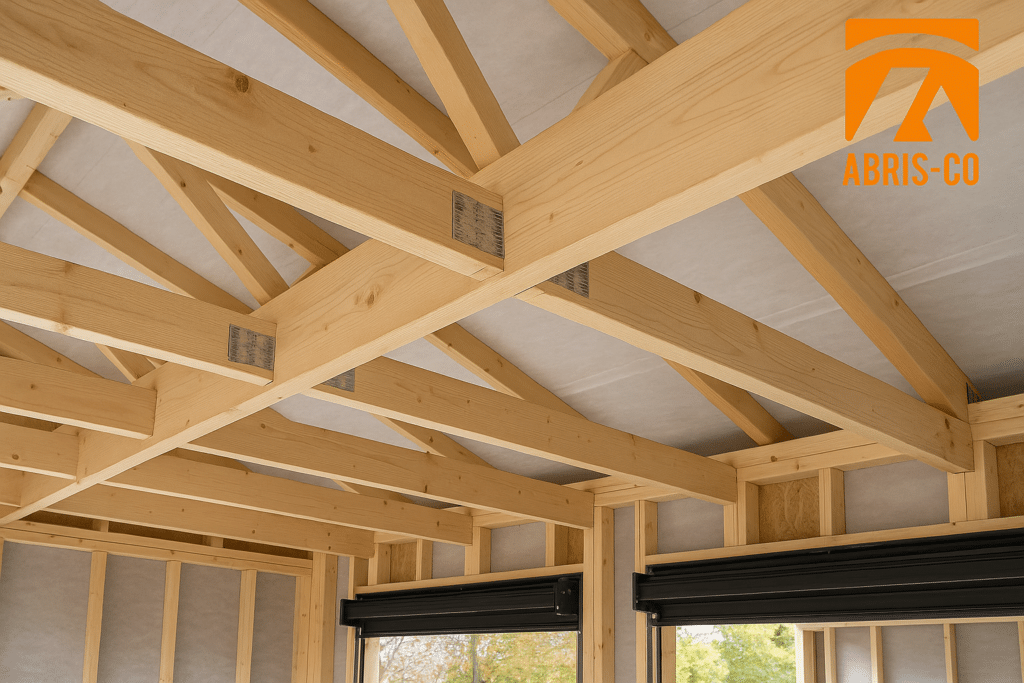 Charpente ossature bois avec isolation posée pour garage double