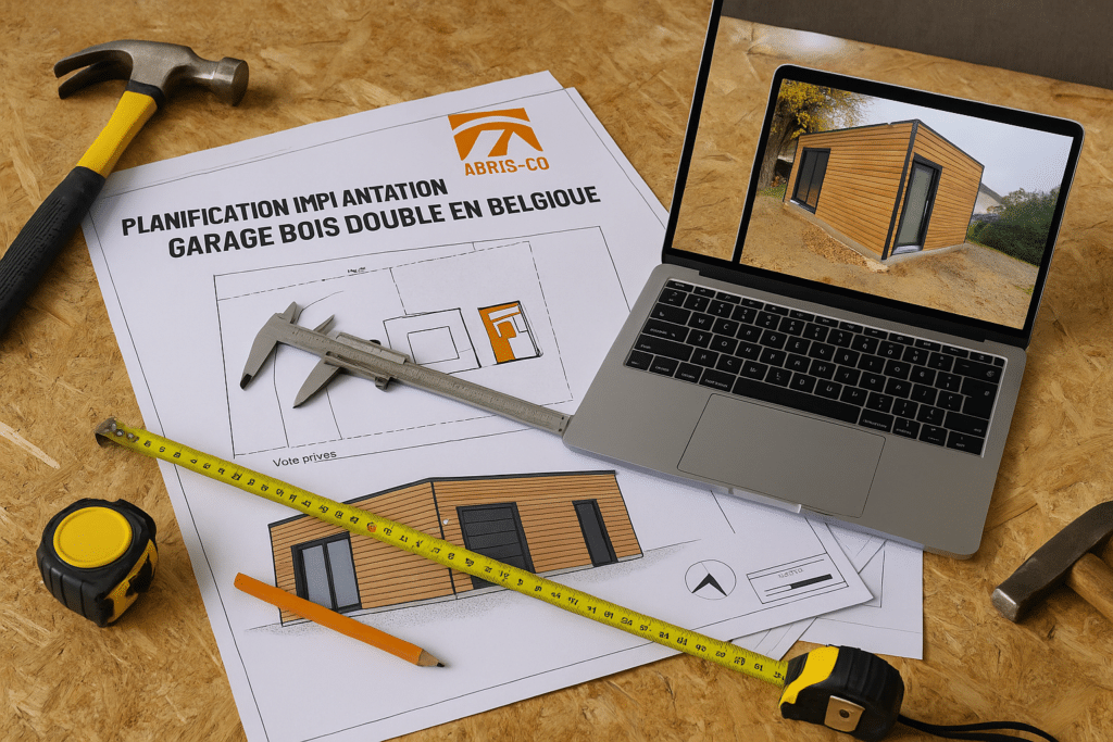Préparation administrative et implantation pour garage bois double en Belgique