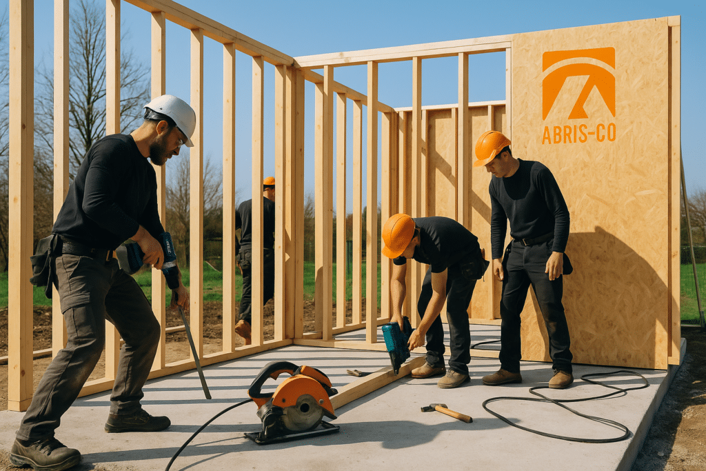 Construction bois en kit en Belgique : réponses clés pour bien choisir 1 Assemblage ossature bois en kit sur fondations en Belgique