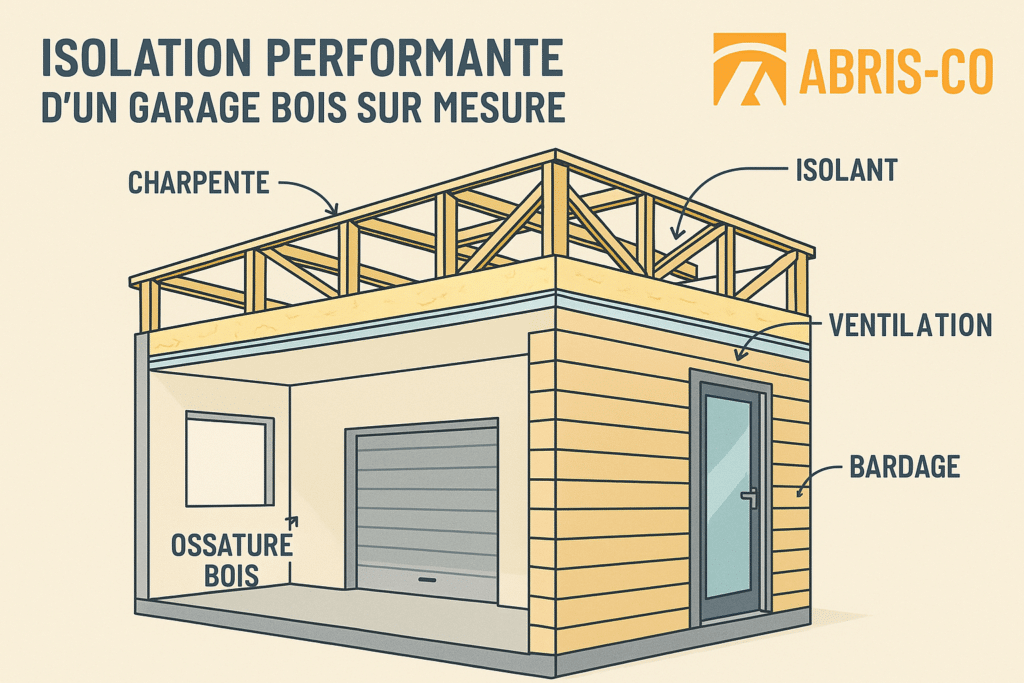 Garage bois sur mesure en Suisse : la checklist pour un projet sans faille 1 Schéma isolation et structure garage bois sur mesure