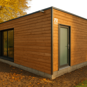 Fondations en cours de construction pour un studio de jardin ossature bois en France