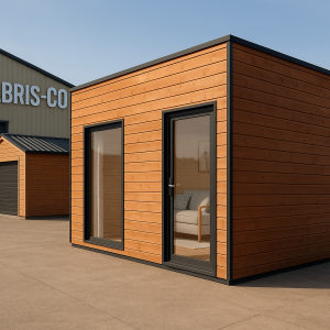 Atelier de fabrication d’ossature bois en France avec abri de jardin contemporain et garage en kit, fabrication Made in Jura